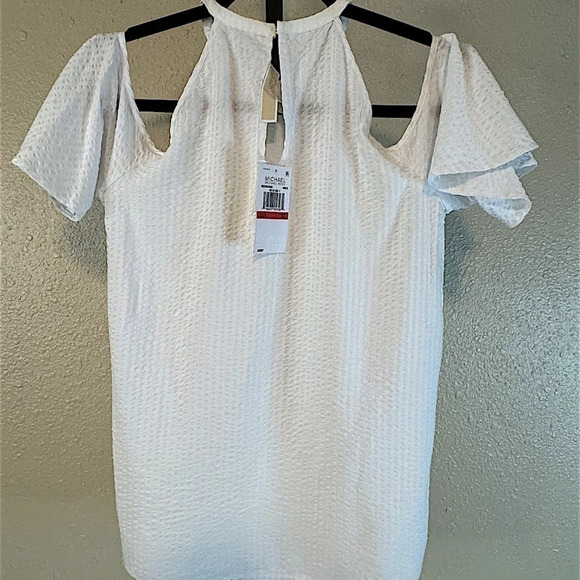 MICHAEL Michael Kors  WHITE TOP COLD SHOULDERS SIZE XSMALL  Viscose / Cotton - Picture 3 of 7